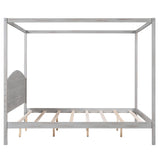 Harper & Bright Designs Grey Wash King Size Canopy Bed Frame with Headboard and Slat Support Harper & Bright Designs