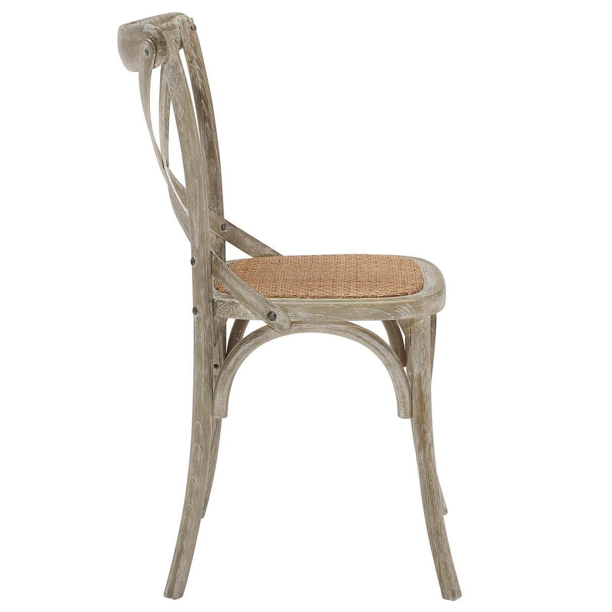 Modway Gear Rustic Modern Farmhouse Elm Wood Rattan Dining Chair in Gray Modway