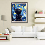 KTHOFCY 5D DIY Diamond Painting Kits for Adults, Black Cat Full Drill Embroidery Cross Stitch Crystal Rhinestone Paintings Pictures Arts Wall Decor Painting Dots Kits 30x40cm/12x16inch KTHOFCY