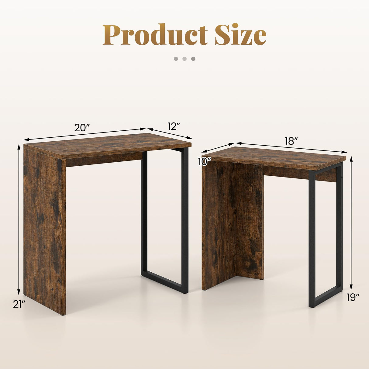Giantex Nesting Coffee Table Set of 2, Rectangular Stackable Side Tables with Sturdy Metal Frames, Modern Nesting End Tables for Living Room, Bedroom, Rustic Brown Giantex