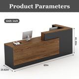 YTElantivo L-Shaped Reception Desk with Counter and Lockable Drawers and Storage,Modern Front Desk Reception Counter for Checkout, Lobby, Beauty Salon (Iron Grey_D, Left_63*24 * 41IN) YTElantivo