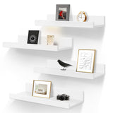 LaVie Home Floating Shelves for Wall Storage Set of 4, 16 Inch Picture Ledge Shelf, White Wall Shelves with Lip for Kitchen, Bedroom, Bathroom, and Living Room LaVie Home