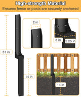 Mokeyder Fence Post Anchor Kit, Heavy Duty Metal Steel Fence Post Repair Kit, Fence Post Anchor Stakes Ground Spike for Repairing Tilted/Broken Wood Fence Post, Metal-Plate Style, 1 Pack Mokeyder