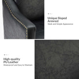 HULALA HOME Faux Leather Accent Armchair with Back & Seat Cushions, Traditional Club Chair with Nailhead Trim, Comfy Upholstered Sofa Chair for Bedroom & Living Room, Black HULALA HOME