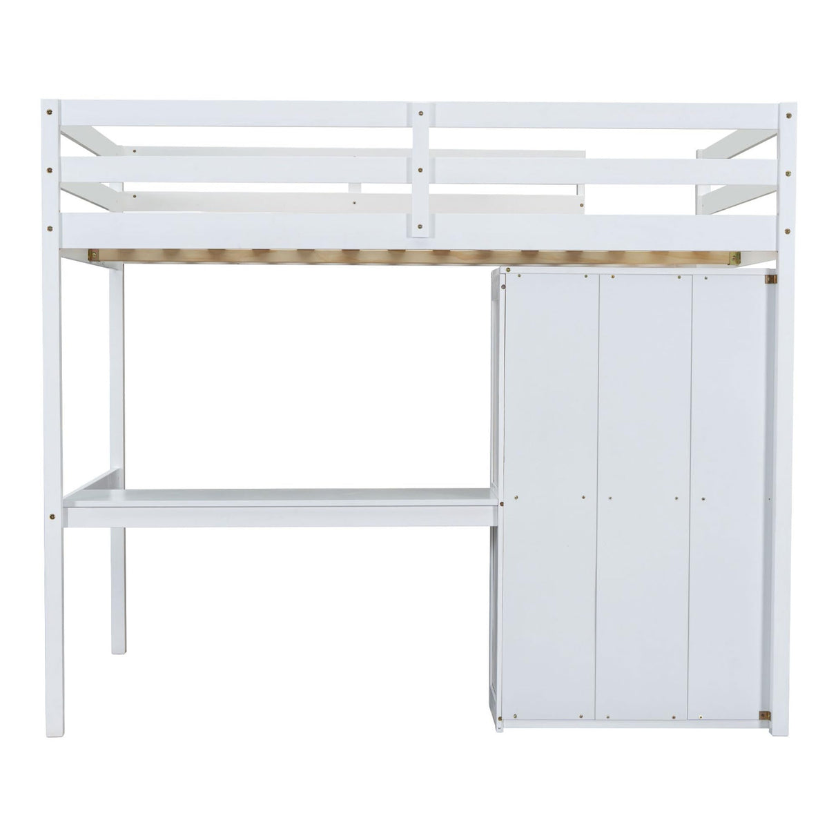Harper & Bright Designs Full Size Loft Bed with Desk, Storage Shelves and Drawers, Solid Wood Loft Bed Frame with Built-in Wardrobe, White Harper & Bright Designs