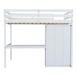 Harper & Bright Designs Full Size Loft Bed with Desk, Storage Shelves and Drawers, Solid Wood Loft Bed Frame with Built-in Wardrobe, White Harper & Bright Designs