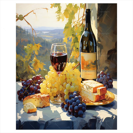 Wine and Cheese Paint by Numbers Kit for Adults - DIY Painting on Canvas 16x20 Inches, Adults' Paint-by-Number Kits Acrylic Paint Set for Beginners, Culinary Art Kit for Home Decoration or Gifts DecorFriday