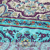 WONGS BEDDING Boho Queen Quilt Set, Blue Purple Bohemian Queen Quilt Bedding Set, Lightweight Microfiber Bed Decor Bedspread for All Season 96"x90"(3 Pieces) WONGS BEDDING