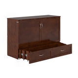AFI, Marion Queen Wood Murphy Bed Chest with 6" Mattress, Storage Drawer, & Built-in Charger, Walnut AFI