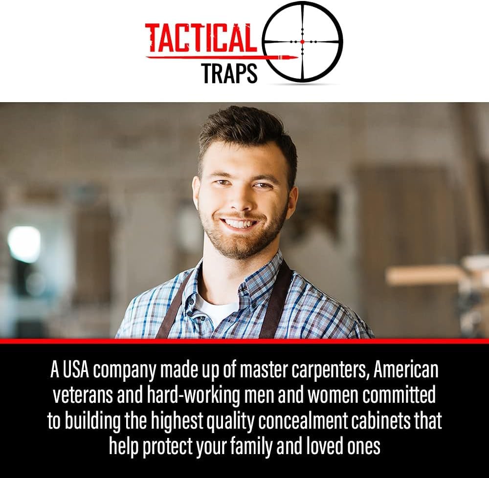 Tactical Traps - Patriot 35PC Premium Concealment Shelf with Hidden Gun Storage - Hidden Gun Safe with RFID Lock, Made in USA - Concealment Furniture for Guns - 22.5” x 10.25” x 4" - Dark Walnut Tactical Traps