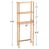 AmazerBath Over The Toilet Storage Shelf Bamboo, 3-Tier Over Toilet Organizer Rack, Freestanding Above Toilet Shelf for Bathroom, Laundry, Space Saver, Natural Color AmazerBath