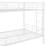 Merax Full Over Full Metal Bunk Bed with Ladder and high Guardrail, Able to Split, Storage Space, No Box Spring Needed, Noise Free, White Merax