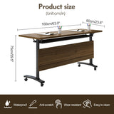 5.3FT Folding Conference Table with Lockable Wheels-Mobile Foldable Meeting Table Conference Room Table for Office Home Classroom Seminar Rooms-Durable,Space-Saving Design,Seats 2-10 People (6PACK) rzoizwko