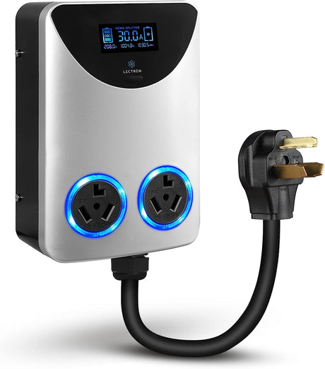 Lectron NEMA Socket Splitter - Power Your EV Charger and High-Powered Appliance from The Same Outlet (NEMA 10-30 to NEMA 10-30 / NEMA 10-30 Splitter) Lectron