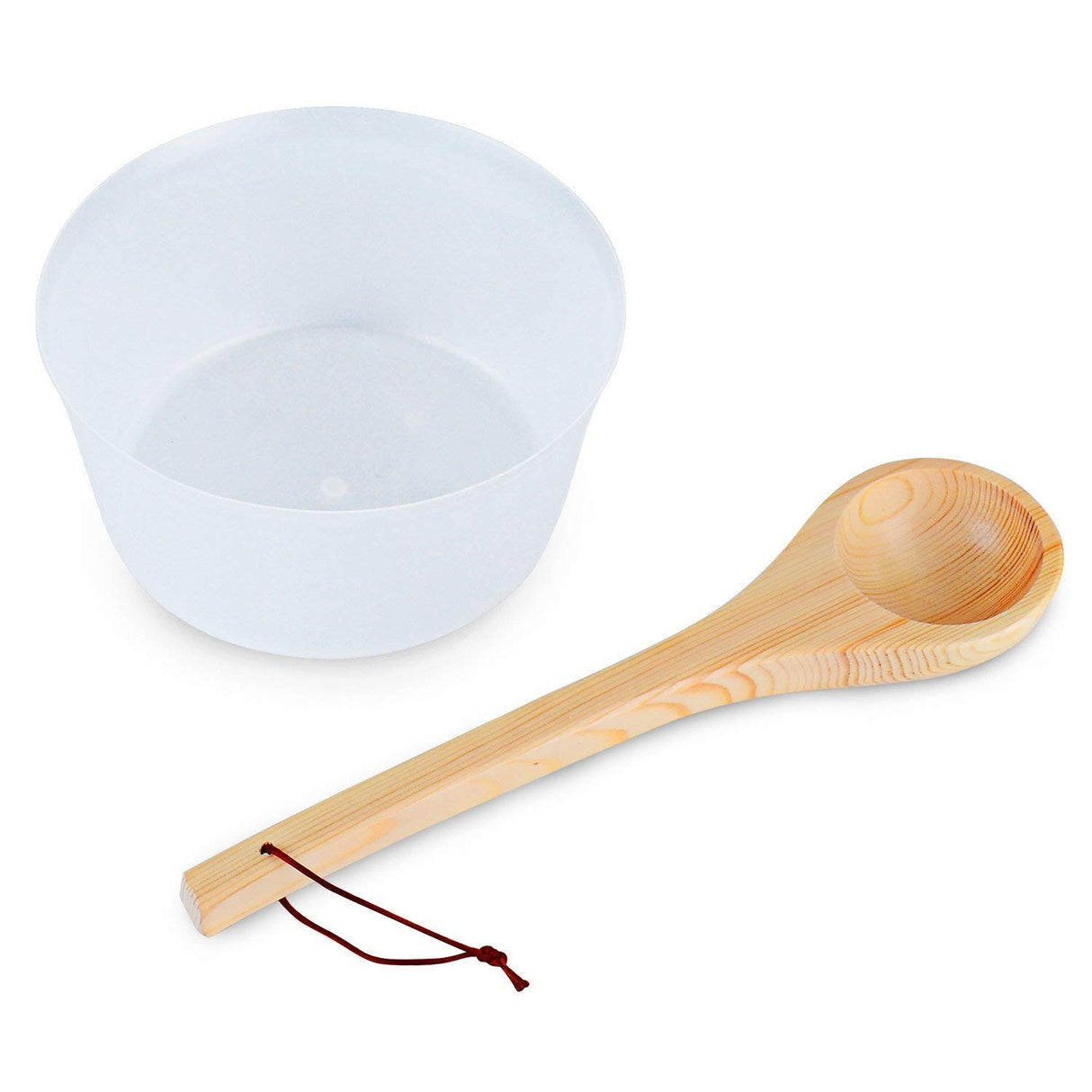 Bestnewie Sauna Bucket with Ladle Handmade Wooden Sauna Bucket Sauna Spa Accessory - 5 Liter (1.3 Gallon) Sauna Bucket with Felt Sauna Hat and Sauna Seat Pad Bestnewie
