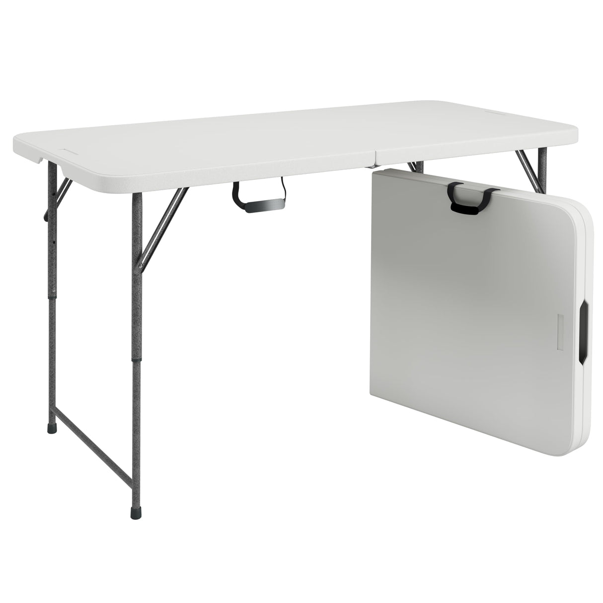Techni Home Height Adjustable 4 FT Granite White Folding Table – Premium 4 Foot Folding Table Ideal for Camping, Picnic, Party or as Kids Table Techni Home