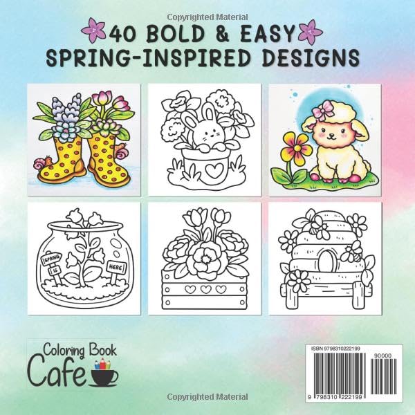 Cozy Spring: Cute Coloring Book for Adults & Teens with Easy and Bold Spring Inspired Designs (Bold and Easy Coloring Books) WoodArtSupply