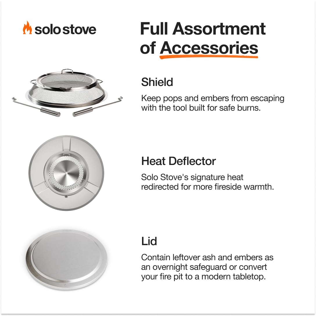 Solo Stove Yukon 2.0, 27 Inch Smokeless Fire Pit with Removable Ash Pan - Wood Burning Portable Stainless Steel Outdoor Fireplace, Stainless Steel, Ideal for 6 or More People, 38 lbs Solo Stove