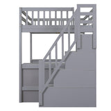 Discover the Harper & Bright Designs Full Size Loft Bed with Stairs & Desk – Versatile Solid Wood Frame in Gray Harper & Bright Designs