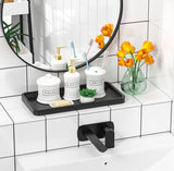 Bathroom Vanity Tray for Countertop - Bamboo Organizer Tray for Dresser Tops, Toilet, Perfume Small Decorative Wood Tray for Home Decoration 11.4” L x 6.1” W x 0.7” H (Black) Weenson