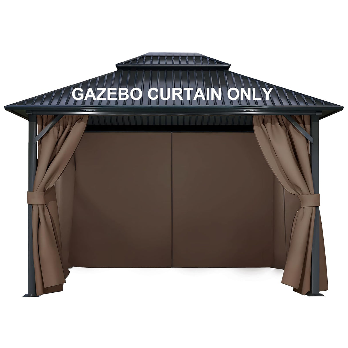 COWVIE 4-Panel 12' x 16' Gazebo Replacement Curtains, Patio Privacy Sidewalls with Double Zipper, Replacement for Outdoor Gazebo Canopy (Curtain Only) COWVIE