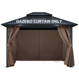 COWVIE 4-Panel 12' x 16' Gazebo Replacement Curtains, Patio Privacy Sidewalls with Double Zipper, Replacement for Outdoor Gazebo Canopy (Curtain Only) COWVIE