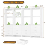 Aheaplus Closet System Closet Organizer, Wood Closets Organizer System, Walk-in Closet or Wardrobe, Clothes Rack with Hanging Rods, 8FT Closets, Set of 4, White Aheaplus