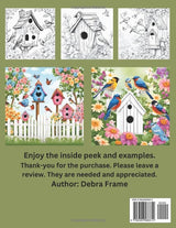 Songbirds, Birdhouses, and Landscapes: Soft Grayscale Coloring Book for Adults: 60 One-sided Frameable, Fine Detail Advanced Prints Majosta