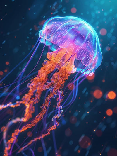 Kaliosy 5D Diamond Art Kits for Adults Jellyfish by Number Kits, Diamond Painting Art Ocean DIY Full Drill Crystal Craft Cross Stitch Embroidery Decoration (12x16 inch) 30x40 cm