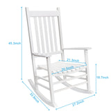 GnL Recsports Patio Rocking Chair, Outdoor Rocking Chair, Wood Porch Rocker, Wooden Rocking Chair for Adult for Garden, Lawn, Balcony, Backyard and Patio (1 White) GnL Recsports