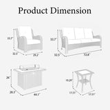 LayinSun 5 Pieces Outdoor Patio Furniture Set with Fire Pit Table, Rattan Wicker Sectional Swivel Rocker Chairs Sets with Swivel Glider Chair and Coffee Table LayinSun