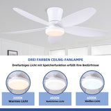Surtime Ceiling Fans with Lights-36 Low Profile Ceiling Fan with Light and Remote/APP Control,Flush Mount,DC Reversible,LED Dimmable Modern Ceiling Fans for Bedroom,Indoor/Outdoor Patio Use(White) Surtime