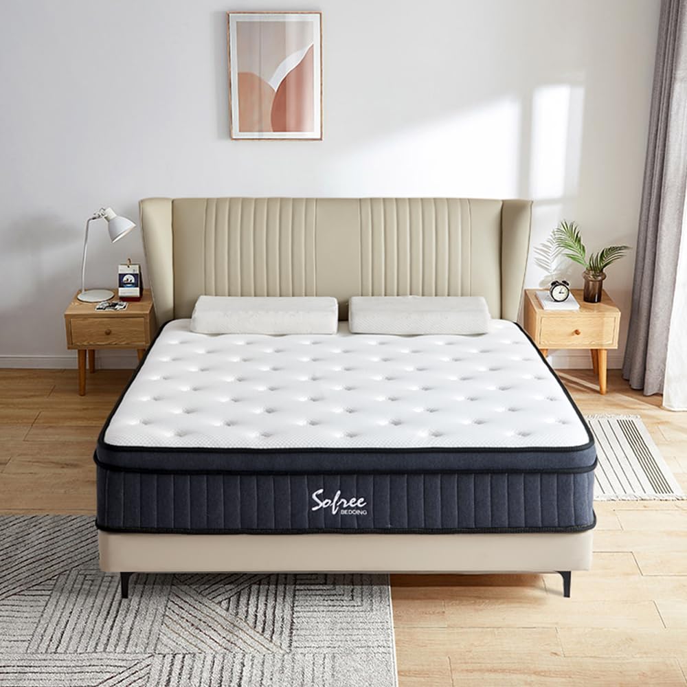 sofree bedding Queen Size 10 Inch Memory Foam Hybrid Mattress, Pocket Spring in a Box for Motion Isolation, Strong Edge Support, Pressure Relief, Medium Firm, CertiPUR-US sofree bedding
