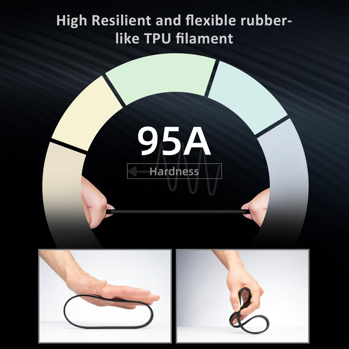 XZN TPU 95A Filament 1.75mm, Soft 95A Flexible 3D Printer Filament, 1KG Spool (2.2 lbs), Dimensional Accuracy +/- 0.02 mm, Vacuum Sealed, Excellent Layer Adhesion, Fits Most FDM Printers (TPU Black) XZN