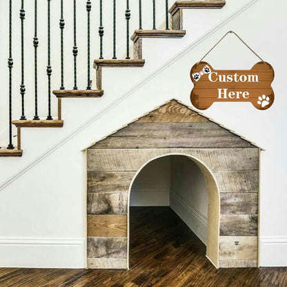 Generic Personalized Dog Bone Wood Sign Custom Name Pet Sign Dog House Wood Sign for Home Farmhouse Decor 8.4 x 4.8Inches-1, SA28, co-lor28 - WoodArtSupply