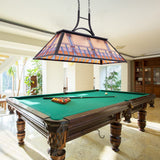 Tochic Vintage 3-Light Pool Table Light Pendant with Tiffany-Style Printed Shade for Game Room 7 ft/8 ft/9 Feet Snooker Billiards Light Man Cave Club Kitchen Island Bar Game Dinning Room TOCHIC