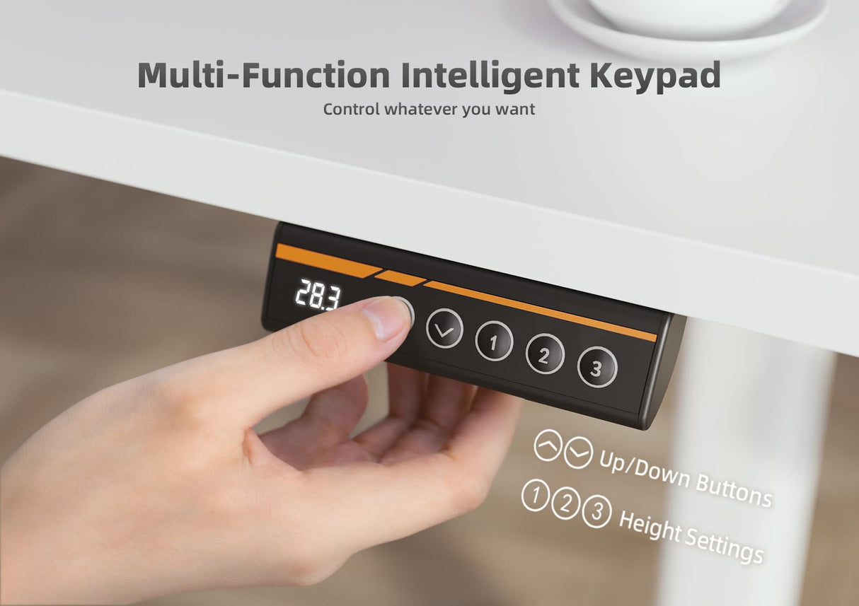 YDN Electric Standing Desk, Adjustable Height Stand up Desk, 48x24 Inches Sit Stand Home Office Desk with Splice Board,White Top YDN