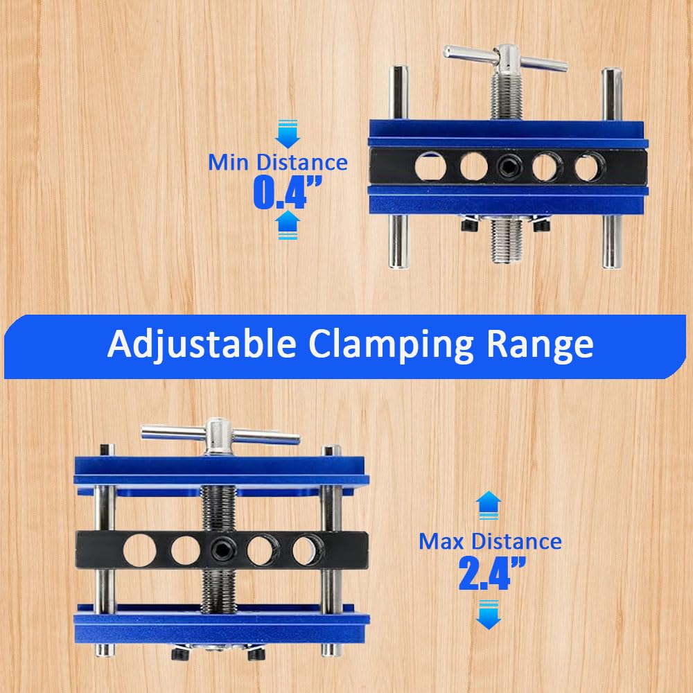 CIFUPUQU Self Centering Dowel Jig Kit,Adjustable Width Dowel Jig for Straight Holes with Elongated Jaws and Extra Wide Clamp,Biscuit Joiner Set with 6 Drill Guide Bushings CIFUPUQU
