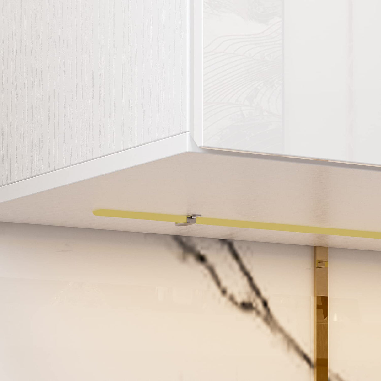 Homsee Floating LED TV Stand for TVs up to 70", Wall Mounted Wood Media Console with Glossy Surface & LED Lights, Modern Entertainment Center with 3 Drawers for Living Room, Bedroom, White Homsee