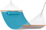 Lazy Daze Hammocks 12FT Quilted Fabric Double Hammock with Pillow, 2 Person Hammock with Spreader Bar for Outdoor Outside Patio Garden Yard Pool Beach (Blue) Lazy Daze Hammocks