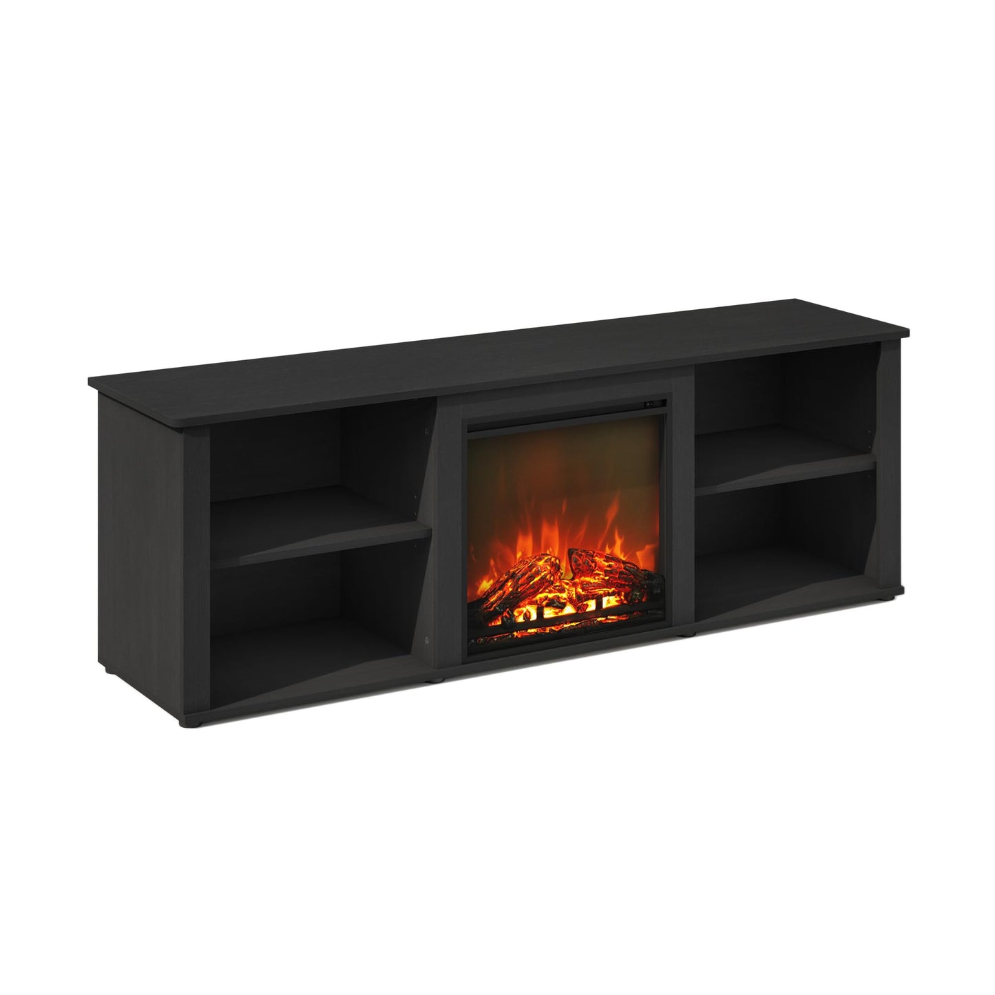 Furinno Jensen No Heat Decorative Electric Fireplace TV Stand, Entertainment Center for TV up to 70 Inch, Americano