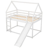 Morhome Twin Over Twin Bunk Bed with Slide & Playhouse Design Morhome