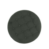 HomePop Home Decor | Large Button Tufted Velvet Round Storage Ottoman | Ottoman with Storage for Living Room & Bedroom, Loden Green Velvet, 28" HomePop
