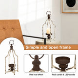 Glitzhome Farmhouse White Metal Lanterns Decorative Hanging Candle Lanterns (White Small) Glitzhome