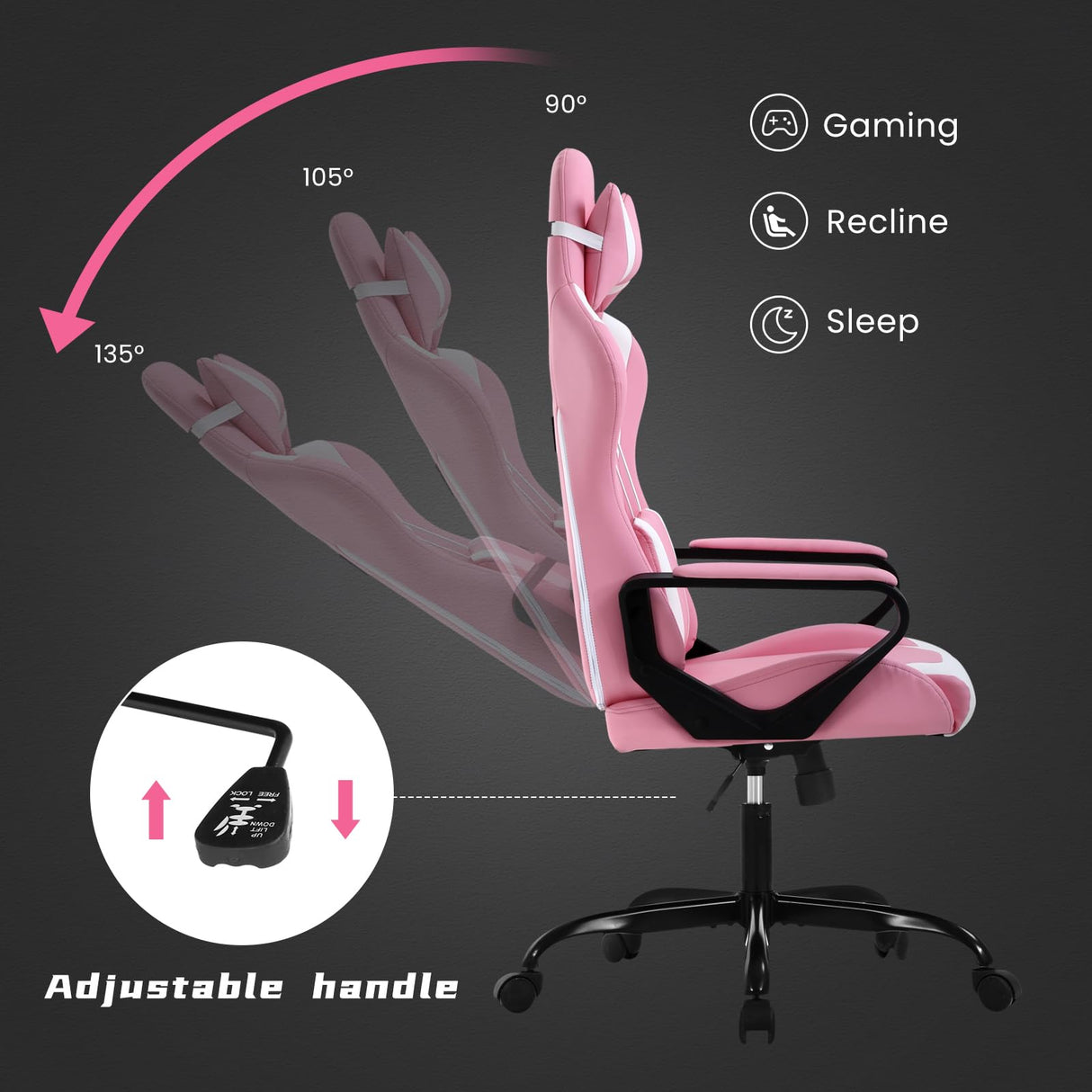 Massage Gaming Chair High Back Office Desk Chair with Lumbar Support, Arms, and Headrest - Heavy Duty Ergonomic Racing Style Swivel Computer Chair RROCOSIA
