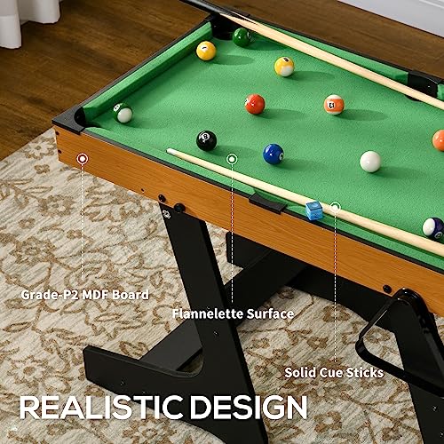 Soozier 38" Foldable Billiards Tabletop Game, Pool Table Set, Fun for The Whole Family with Easy Folding for Storage, Balls, Cues, Chalk, Brush for Game Room, Man Cave - WoodArtSupply