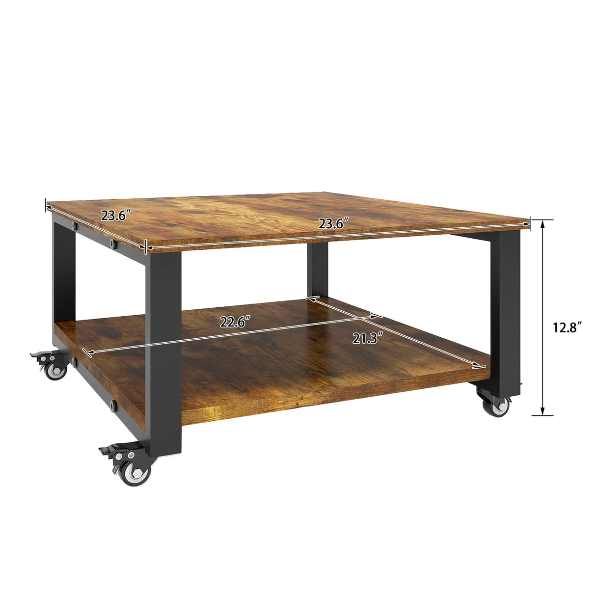 Natwind 2 Tier Laser Printer Stand,23.6''x23.6''x12.6'' Large Printer Table Copier Stand,Heavy Duty Rolling Printer Cart with Paper Storage Shelf,Printer Holder with Wheels for Home Office (Retro) Natwind