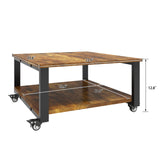 Natwind 2 Tier Laser Printer Stand,23.6''x23.6''x12.6'' Large Printer Table Copier Stand,Heavy Duty Rolling Printer Cart with Paper Storage Shelf,Printer Holder with Wheels for Home Office (Retro) Natwind