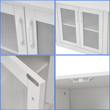 Panana Corner TV Stand, 47 Inch TV Media Console Table with 4 Doors and Shelves, Living Room Storage Entertainment Center for TVs up to 51 Inch (White) Panana