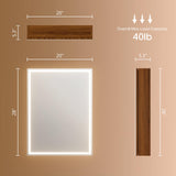 Réflexon 28x20 inch LED Lighted Medicine Cabinet with Mirror, Moisture-Resistant Wood, Stepless Dimmable, 3000K/5500K, Defogger, Adjustable Shelf, Flat-Pack Design – Assembly Required (Walnut) Réflexon
